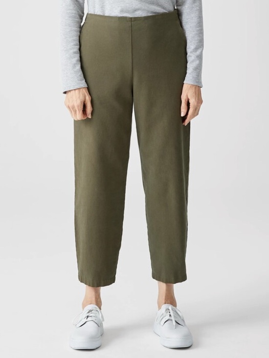 Eileen Fisher Pants - Eileen Fisher Olive Green Cotton Hemp Lantern Ankle Pant Easy Fit